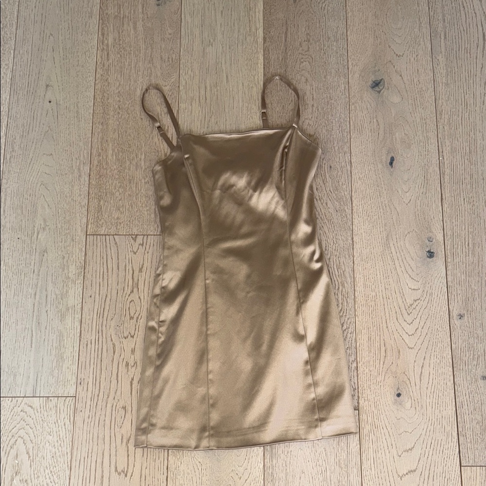 Ten (Aritzia) Brand New Gold Satin Slip Dress